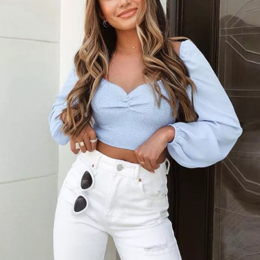 💙☀️NEW Off The Shoulders Ruched Crop Top ☀️💙